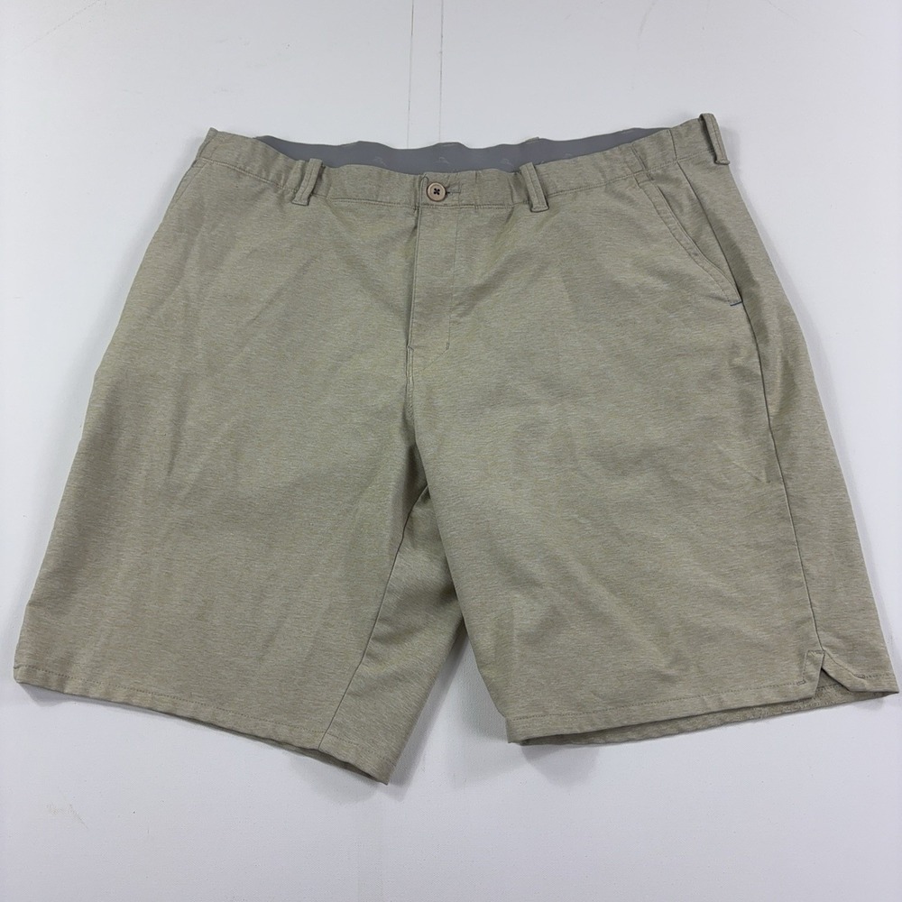 Tommy Bahama Shorts Mens 42 Beige Chip Shot Chino Flat Front 11 Inseam Casual